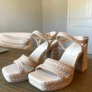 Dolce Vita Cream and Tan Alex Platform Heels